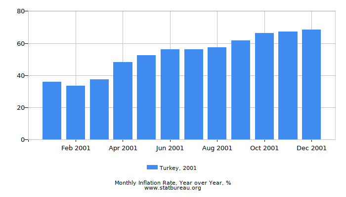 2001 Turkey Inflation Rate: Year over Year