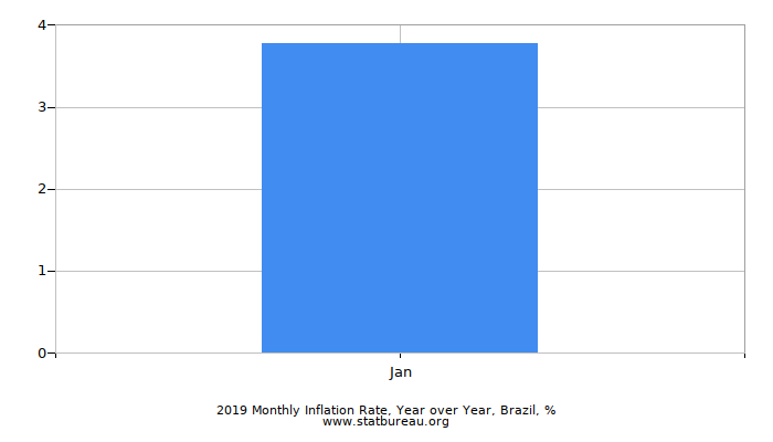2019 Monthly Inflation Rate, Year over Year, Brazil
